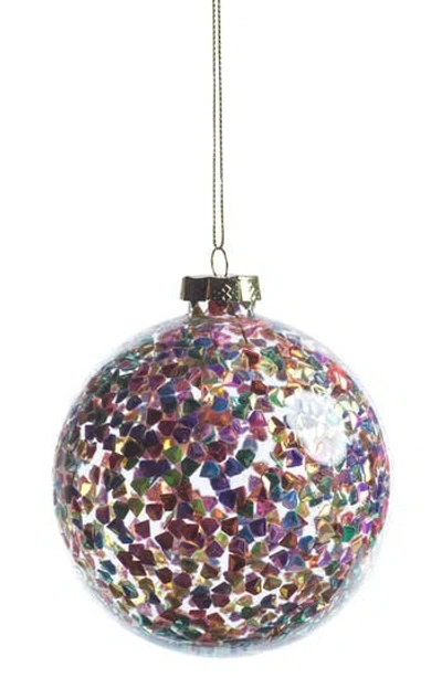 Zodax Set Of 6 Multicolor Sequin Medium Glass Ball Ornaments
