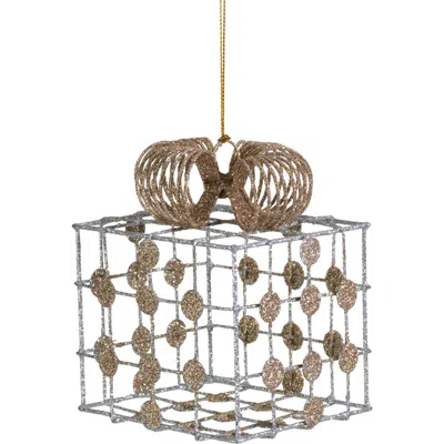 Zodax Set Of 6 Wire Box Ornaments In Gold