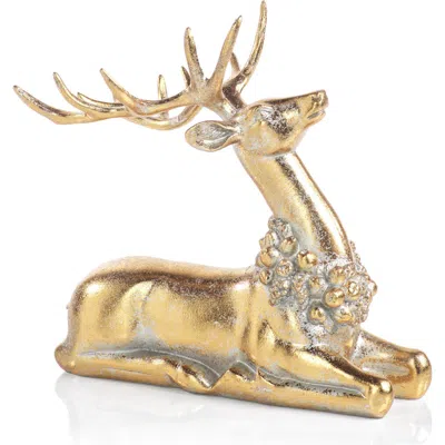 Zodax Sitting Deer Figurine In Gold