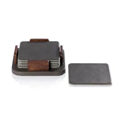 Zodax Sotto 6-piece Leather Coaster Set With Holder In Ivory