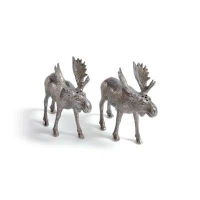 Zodax St. Anton Pewter Moose Design Salt & Pepper Shaker In Silver