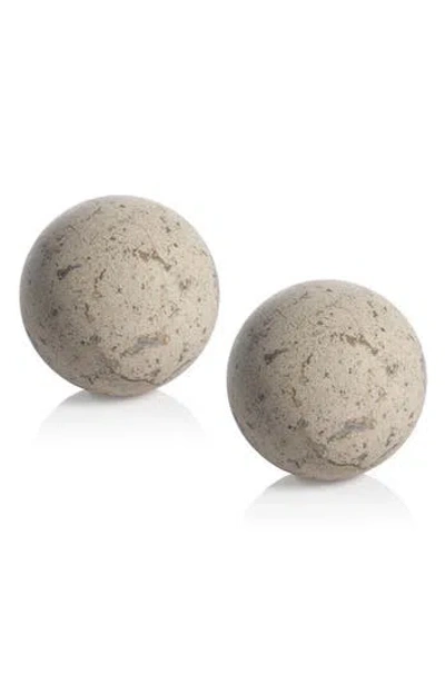 Zodax Travertine Set Of 2 Marble Balls In Gray