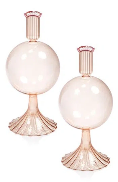 Zodax Treviso Bulb Set Of 2 Vases In Pink