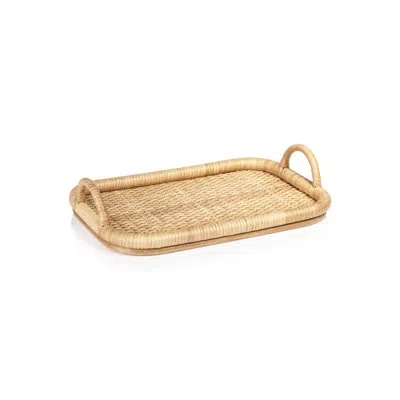 Zodax Tropique Rectangular Rattan Tray In Light Brown