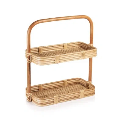 Zodax Tropique Two-tier Rattan Tray In Light Brown
