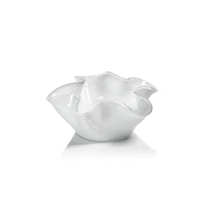 Zodax Vellerti 6"tall Wave Glass Bowl In White