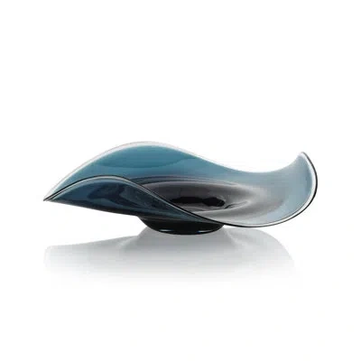 Zodax Vellerti Glass Abstract Decorative Bowl In Blue