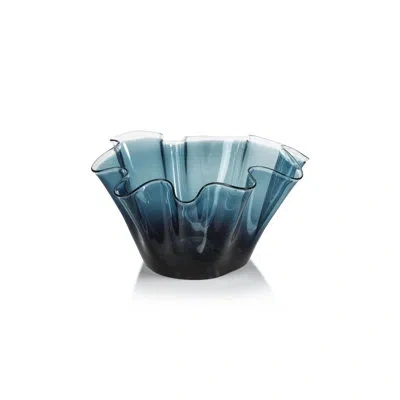 Zodax Vellerti Glass Abstract Decorative Bowl In Blue