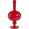 Zodax Vellum Set Of 2 Spiral Decorative Glass Vases In Red