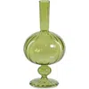 Zodax Vellum Spiral Footed Glass Vase In Green