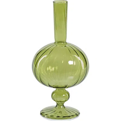 Zodax Vellum Spiral Footed Glass Vase In Green