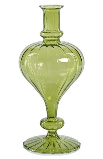 Zodax Vellum Spiral Footed Glass Vase In Green