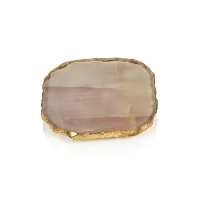 Zodax Viken 4-piece Agate Marble Glass Coaster Set In Pink