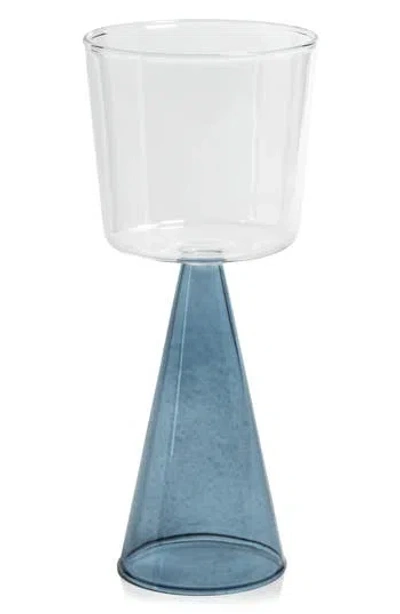 Zodax Viterbo Set Of 4 White Wine Glasses In Blue