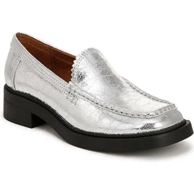Zodiac Alaina Loafer In Silver Cracked Faux Leather