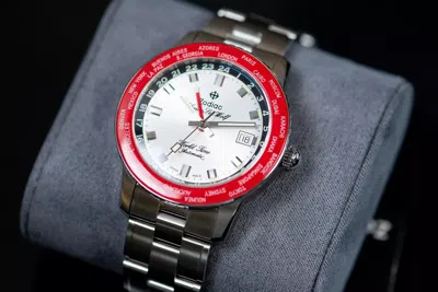 Pre-owned Zodiac Automatic Super Sea Wolf Zo9410 World Time Gmt Dial Men's Watch