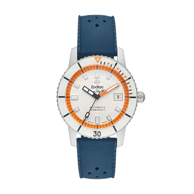 Pre-owned Zodiac Blue Super Sea Wolf Compression Automatic Diver Watch 40mm 200m Wr Zo9270