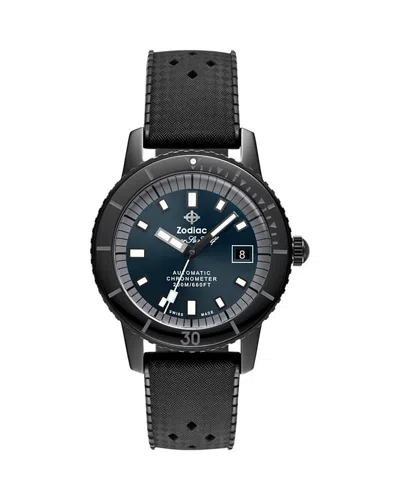 ZODIAC CERAMIC COMPRESSION DIVER AUTOMATIC RUBBER STRAP WATCH, 41MM