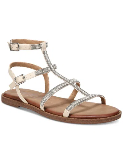 Zodiac Cintia Womens Faux Leather Embellished Ankle Strap In Silver