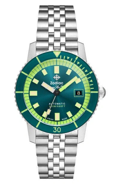 Zodiac Compression Diver Watch, 40mm In Green/silver