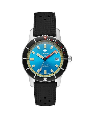 ZODIAC COMPRESSION DIVER AUTOMATIC RUBBER STRAP WATCH, 40MM