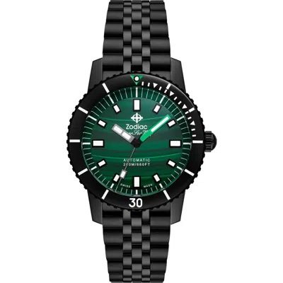 Zodiac Compression Diver Automatic Black Stainless Steel Watch, 40mm
