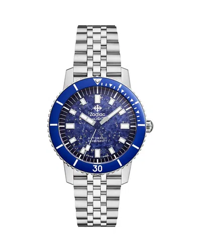 Zodiac Compression Diver Automatic Stainless Steel Watch, 40mm In Blue/silver