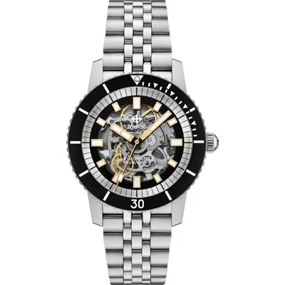 Zodiac Compression Diver Skeleton Bracelet Watch, 40mm
