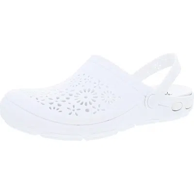 Zodiac Flora Womens Slip On Ankle Strap Clogs In White