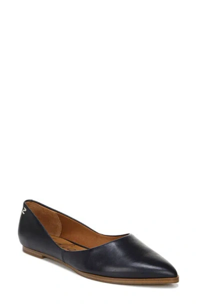 Zodiac Hill Pointy Toe Flat In Navy Leather