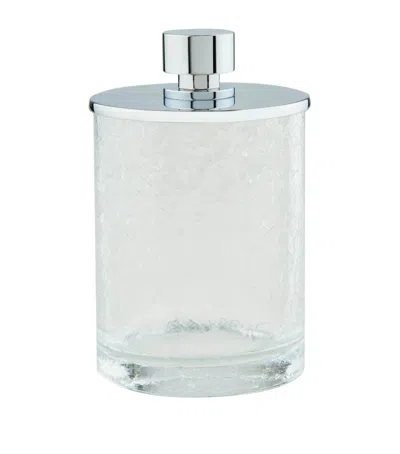 Zodiac Medium Cracked Crystal Jar In Silver