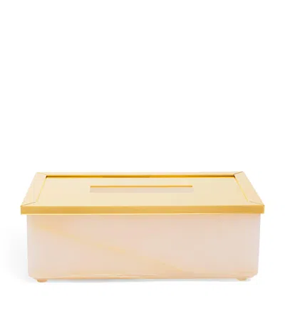 Zodiac Onyx Rectangular Tissue Box In Gold