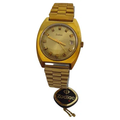 Pre-owned Zodiac Ref 553.103 Gold Plated Automatic Nos Vintage Men's Watch In Original Box In Multi