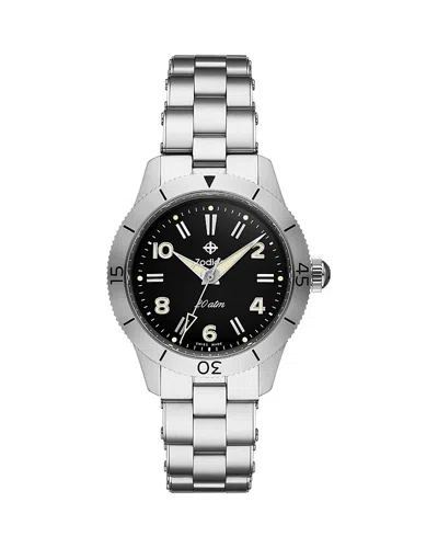 Zodiac Ref. 691 Manual Wind Stainless Steel Watch, 36mm In Black/silver