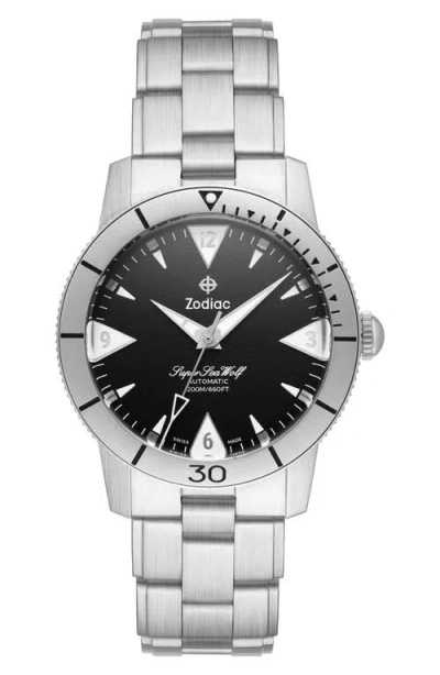 Zodiac Skin Diver Automatic Stainless Steel Watch, 39mm In Silver