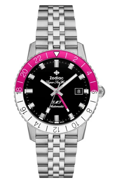 ZODIAC ZODIAC GMT AUTOMATIC STAINLESS STEEL WATCH, 40MM