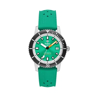 Pre-owned Zodiac Super Sea Wolf Compression Automatic Sea Foam Dial Rubber Watch Zo9305
