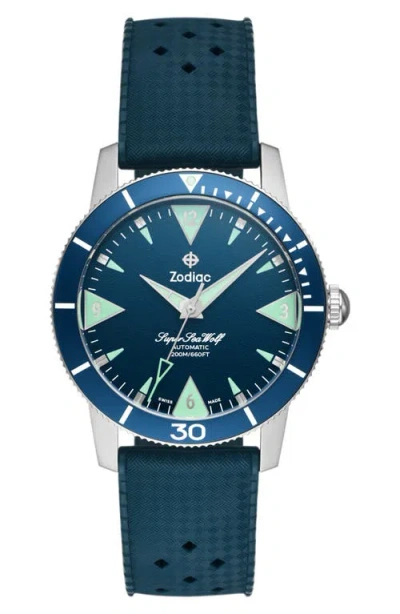 ZODIAC ZODIAC SKIN DIVER AUTOMATIC RUBBER STRAP WATCH, 39MM