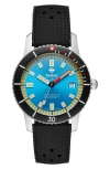Zodiac Compression Diver Automatic Rubber Strap Watch, 40mm In Black