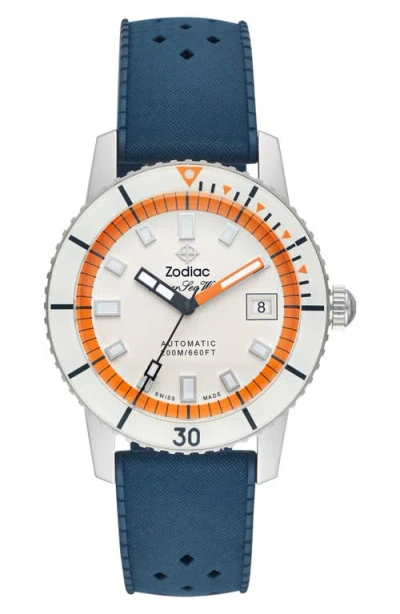 ZODIAC ZODIAC COMPRESSION DIVER AUTOMATIC RUBBER STRAP WATCH, 40MM