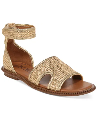 Zodiac Women's Fran Ankle-strap Flat Sandals In Yellow Raffia