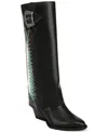 Zodiac Rowena-wings Womens Faux Leather Knee-high Cowboy, Western Boots In Black Multi Wing