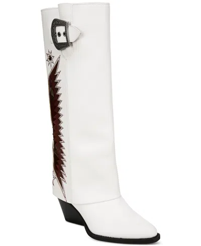 Zodiac Women's Rowena Foldover Cuff Western Boots In White Multi
