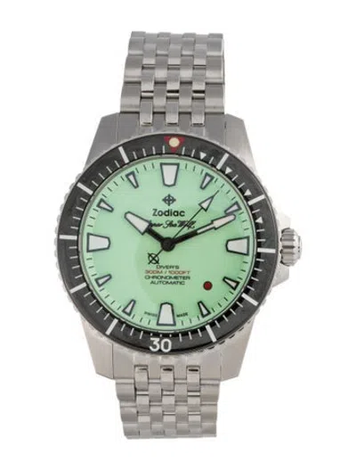 Pre-owned Zodiac X Red Bar Super Sea Wolf Watch, 42mm In Multicolor