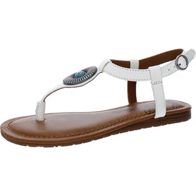 Zodiac Yohanna Womens Leather Embellished T-strap Sandals In White