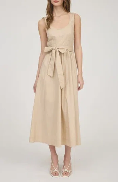 Zoe And Claire Belted A-line Midi Dress