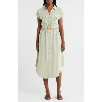 Zoe And Claire Belted Short Sleeve Shirtdress
