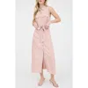 Zoe And Claire Belted Sleeveless Shirtdress