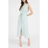 Zoe And Claire Belted Sleeveless Shirtdress