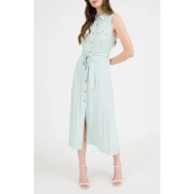 Zoe And Claire Belted Sleeveless Shirtdress